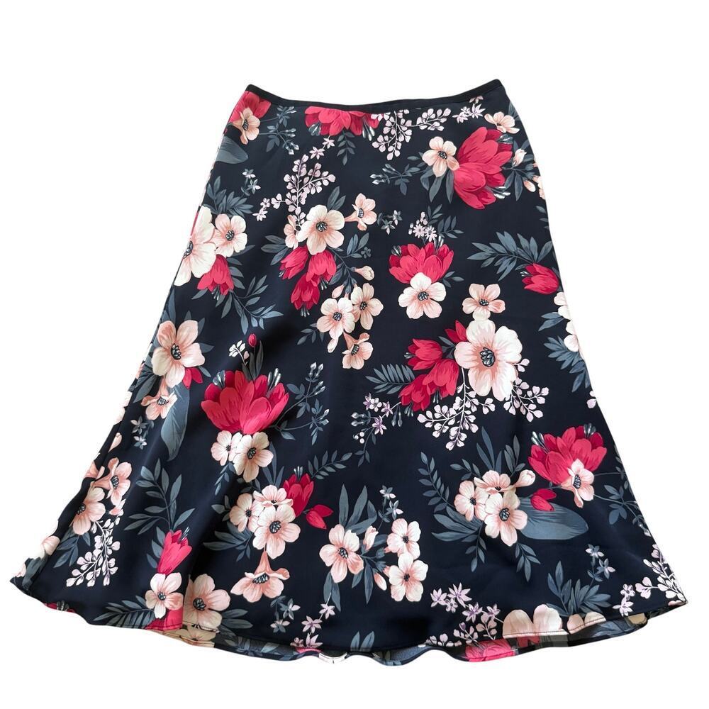 Ann Taylor Low Waist Y2k Floral Red Fairy Cottagecore A Line Midi Women Skirt 6 - Picture 1 of 8